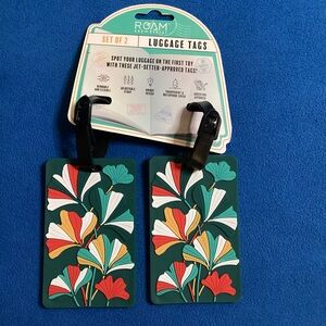 Roam and Repeat Luggage Tags, Gingko Flowers Set of 2 NWT